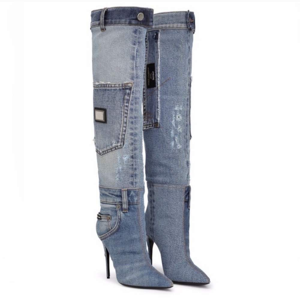 Dolce & Gabbana Patchwork Demin Boots